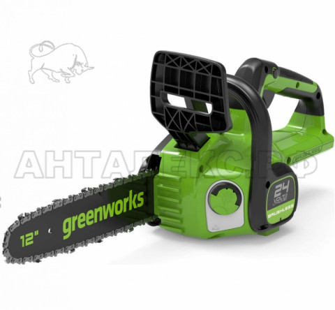 Цепная пила аккумуляторная GreenWorks GD24CS30, 24V, 30см, б/щ, (в комплекте с АКБ 2АЧ и ЗУ) 24В
